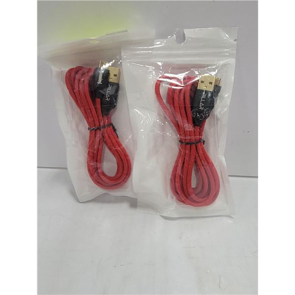 LOT OF 2 BRAIDED NYLON MICRO USB CABLES FOR
