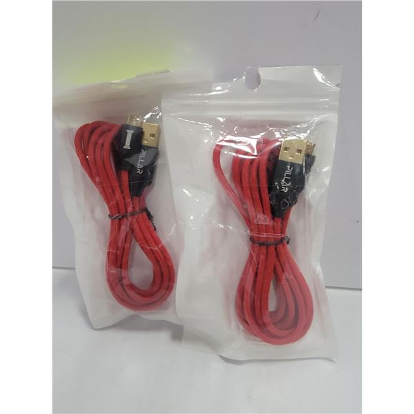 LOT OF 2 BRAIDED NYLON MICRO USB CABLES FOR