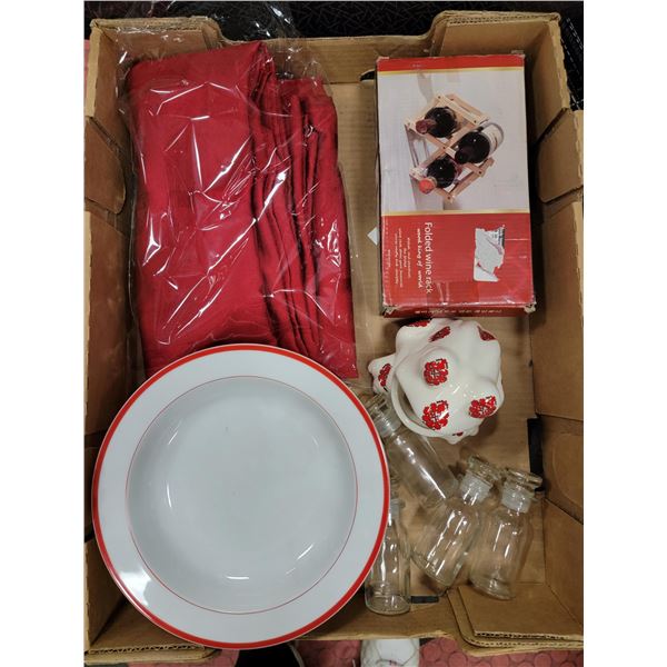 KITCHEN LOT: INCLUDES 6PC BOWL SET, WINE RACK,