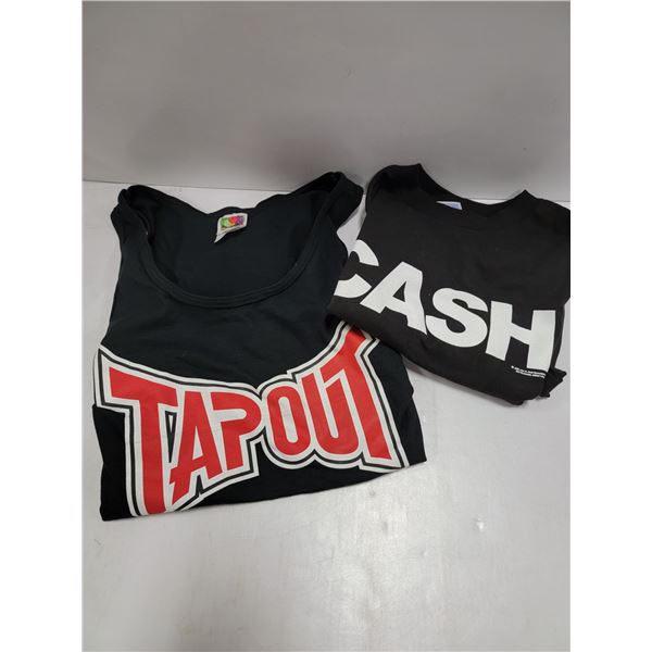 "CASH" T-SHIRT SZ MED & "TAP-OUT" TANK SZ SMALL