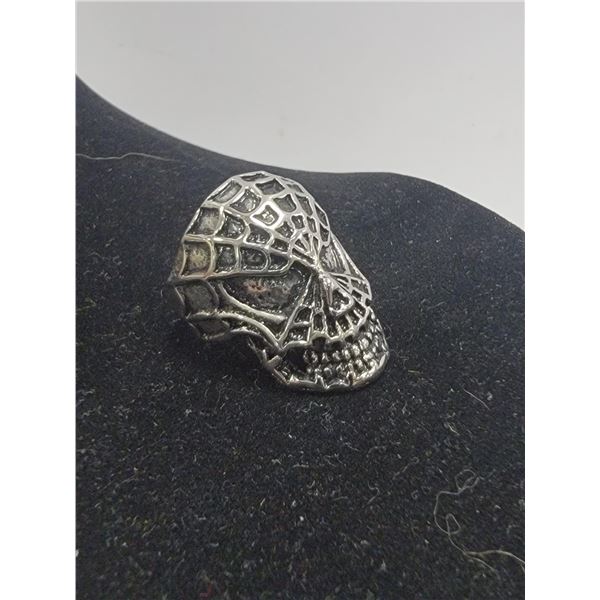 EVIL SPIDERMAN SKULL STAINLESS RING - SIZE 9