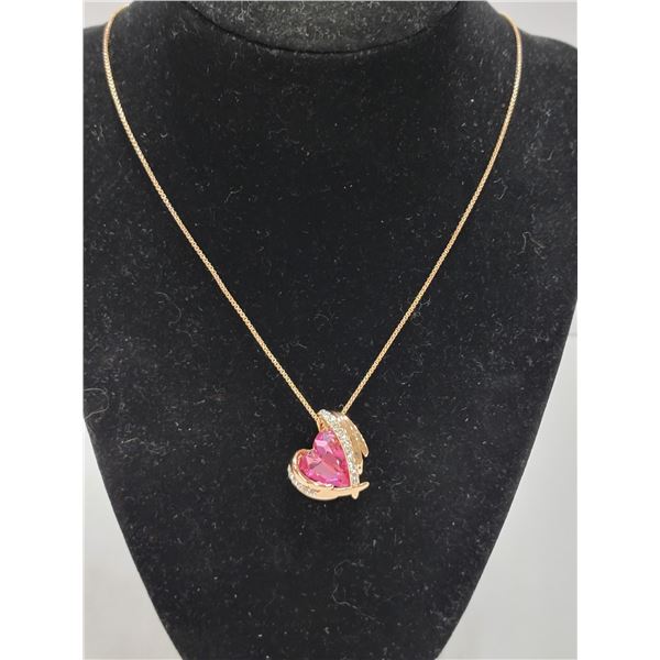 16" ROSE GOLD TONE FLOATING HEART NECKLACE