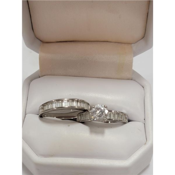 925 SILVER & CZ ENGAGEMENT SET - SIZE 8