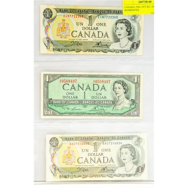 CANADA 1954, 1973(2) 1 DOLLAR BANKNOTES
