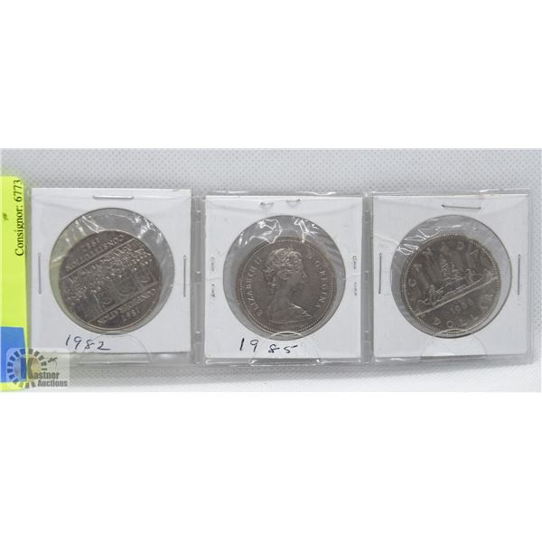 1982, 1985, 1986 CANADA DOLLAR COINS