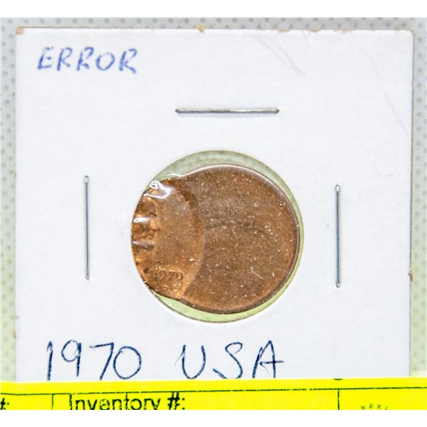 1970 U.S.A 70% OFF CENTER ERROR CENT.