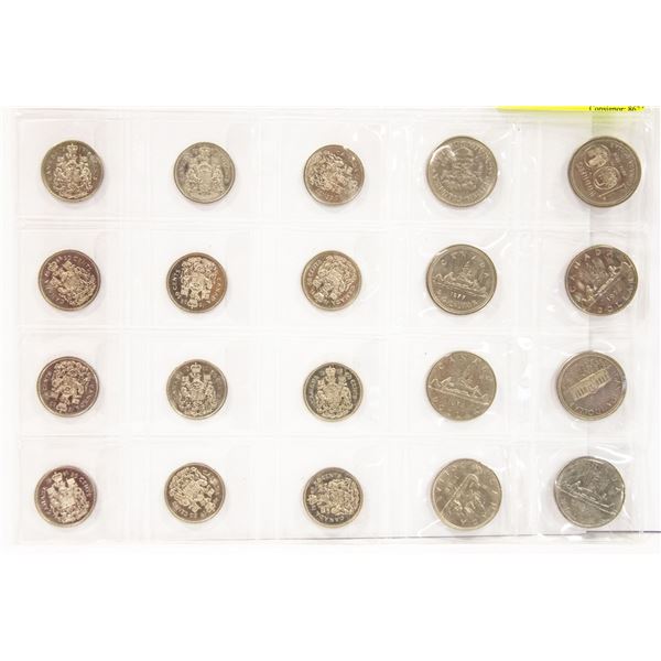 LOT OF 20 CANADA 1 DOLLAR AND 50 CENT COINS