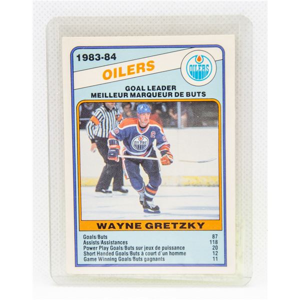 1984 WAYNE GRETZKY GOAL LEADER CARD