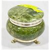 Image 2 : GREEN STONE TRINKET BOX ON STAND - MADE IN