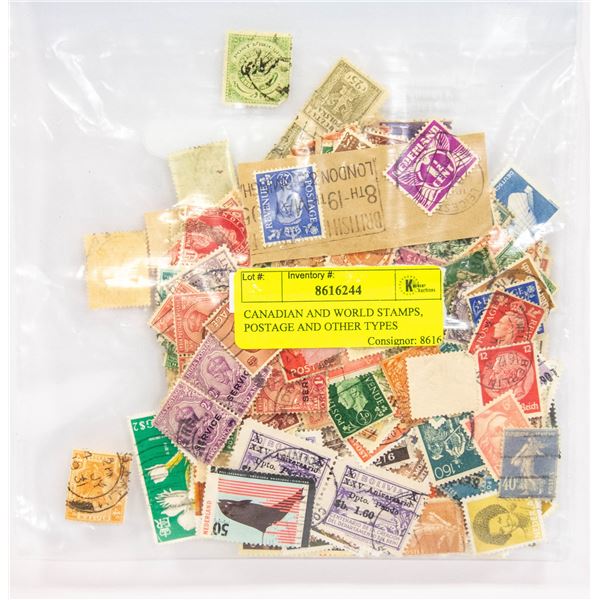 CANADIAN AND WORLD STAMPS, POSTAGE AND OTHER TYPES