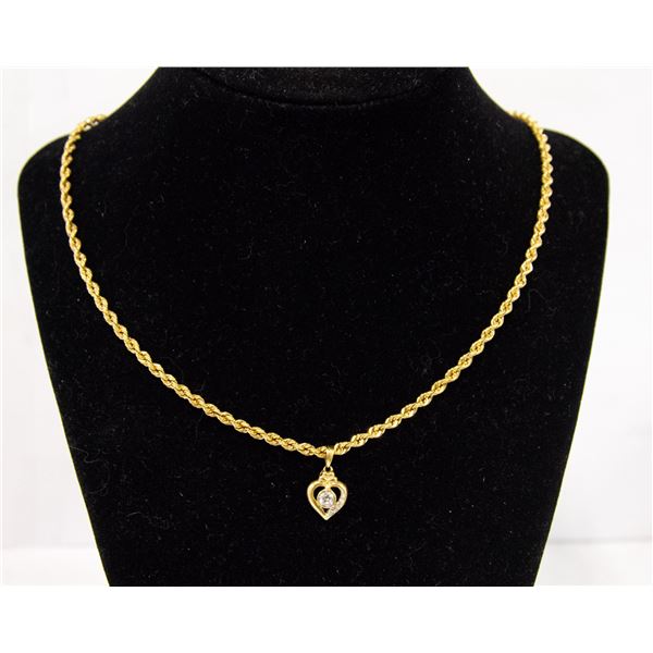 14K YELLOW AND WHITE GOLD DIAMOND PENDANT