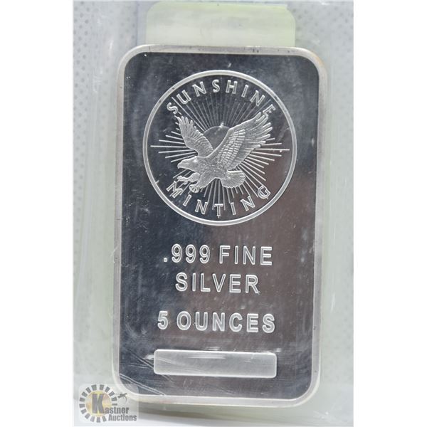 .999 SUNSHINE MINTING 5 OZ SILVER BAR