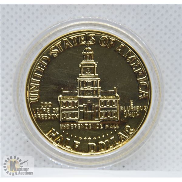 24KT GOLD PLATED US HALF DOLLAR 1776-1976