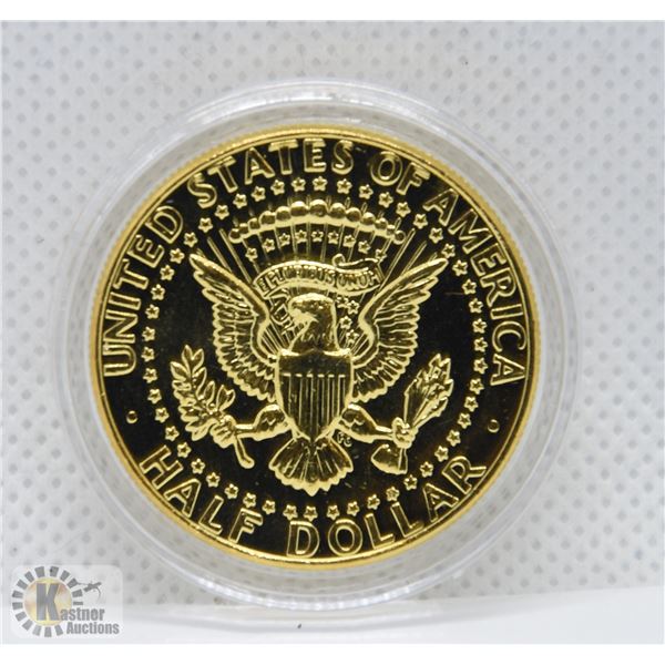 24KT GOLD PLATED US HALF DOLLAR 1986