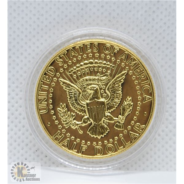24KT GOLD PLATED US HALF DOLLAR 1985