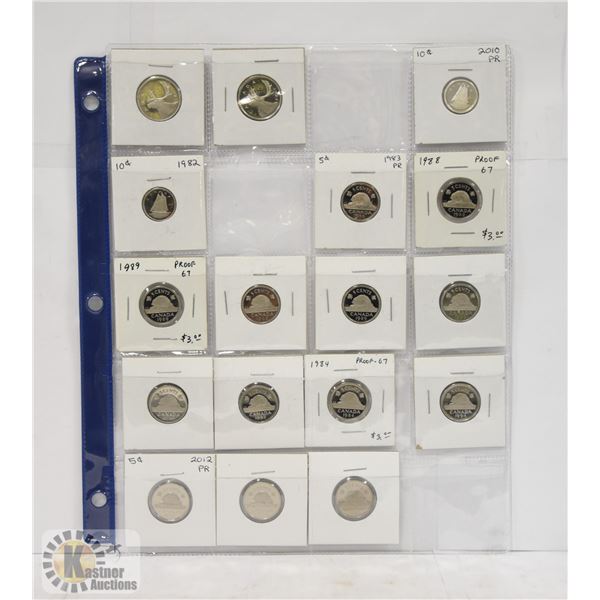 PROOF COIN COLLECTION, 17 COINS, 25, 10 & 5