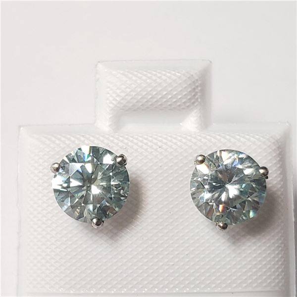 BZ802-31 14K VIVID BLUE GREEN MOISSANITE EARRINGS