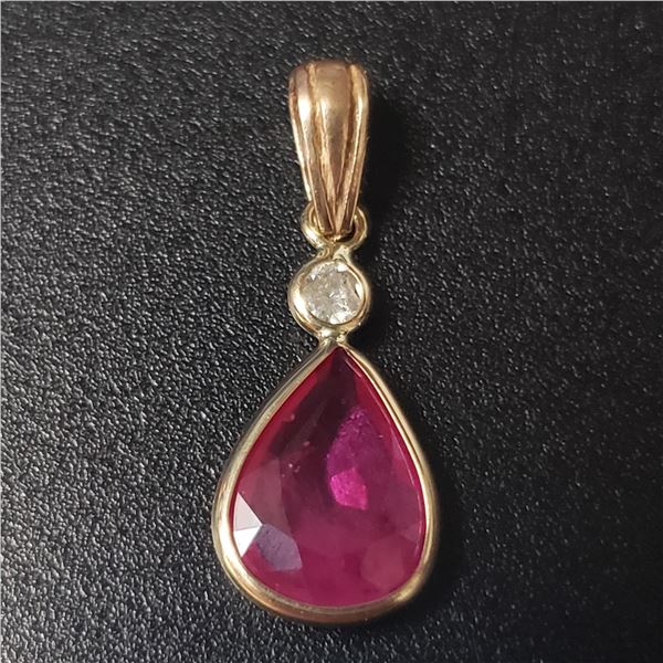 BZ802-3 14K ENHANCED RUBY DIAMOND PENDANT