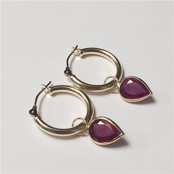 BZ802-27 14K  RUBY(3.1CT) EARRINGS