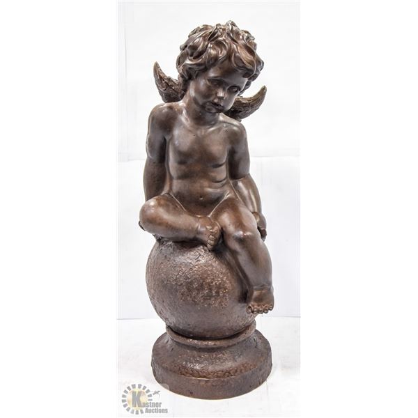 ASHLAND BROWN CERAMIC CHERUB FIGURINE - 16