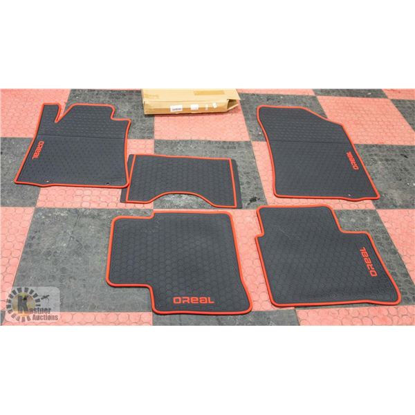 NEW BLACK / RED 5PC VEHICLE MATT SET