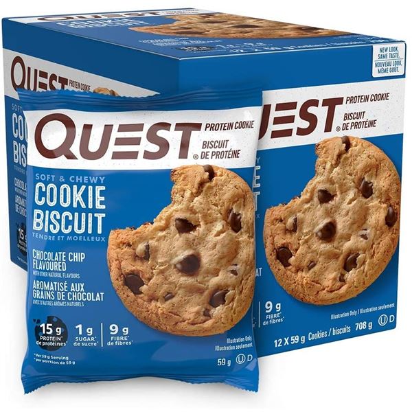 NEW QUEST 12 PACK OF CHOCOLATE CHIP PROTEIN COOKIE