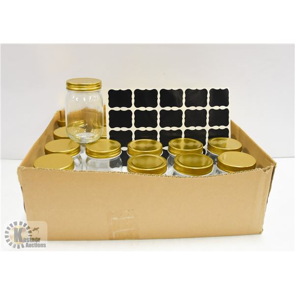 NEW SET OF 20 REGULAR MOUTH MASON JARS - 12 OZ