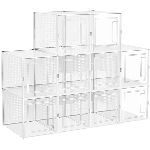 NEW SONGMICS CLEAR SET OF 10 STACKABLE CLEAR SHOE