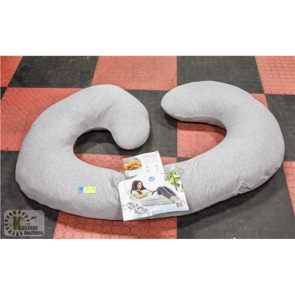 PHARMEDOC C SHAPED MATERNITY BODY PILLOW, GREY