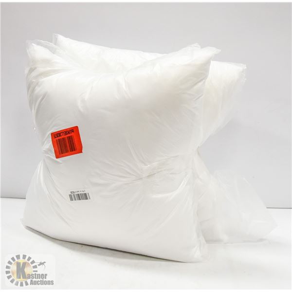 SET OF 2 WHITE THROW PILLOWS, APPROX. 16 X 16"