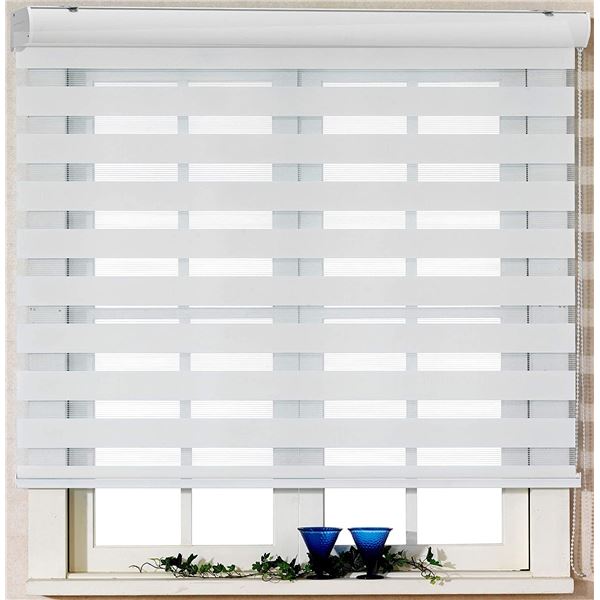 NEW WHITE ZEBRA STRIPE ROLL DOWN BLINDS