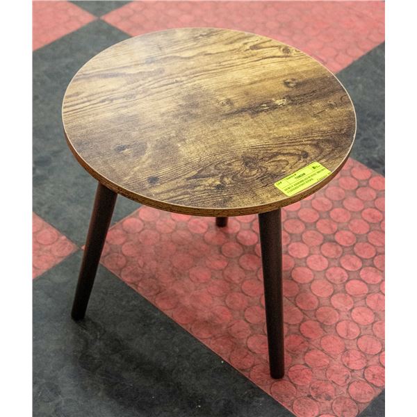 NEWLY ASSEMBLED RUSTIC BROWN 3 LEGGED FOOT STOOL