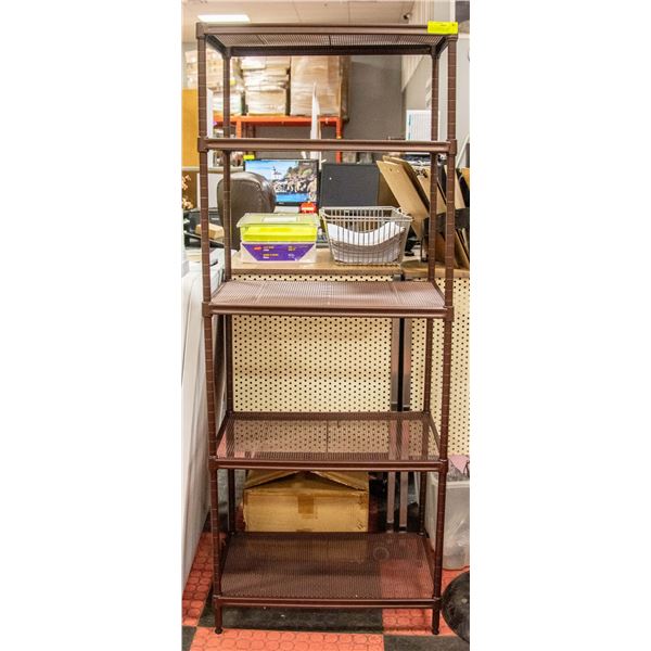 NEWLY ASSEMBLED 5 TIER STORAGE RACK, BRONZE