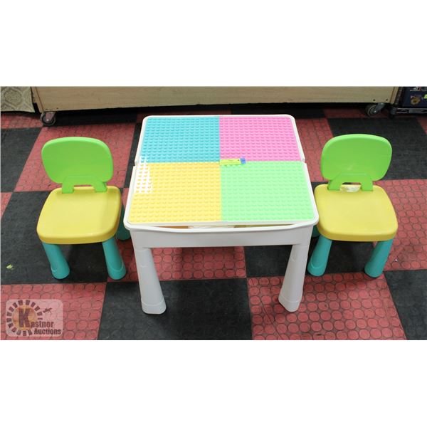 KIDS ACTIVITY MEGABLOCK BUILDING TABLE WITH CHAIRS