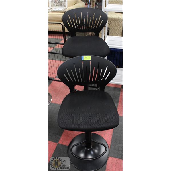 NEW SET OF 2 BLACK FABRIC BAR STOOLS