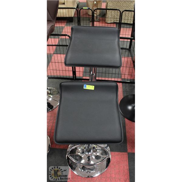 NEW SET OF 2 BLACK LEATHERETTE BAR STOOLS