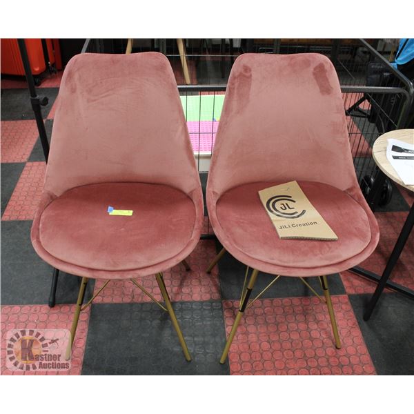 SET OF 2 NEWLY ASSEMBLED 4 LEG FABRIC CHAIRS