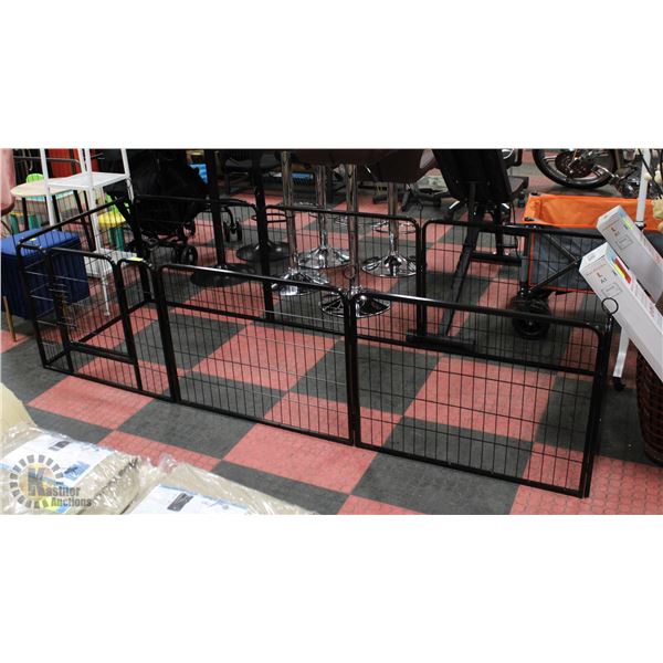 NEWLY ASSEMBLED BLACK PET PEN WITH SINGLE DOOR