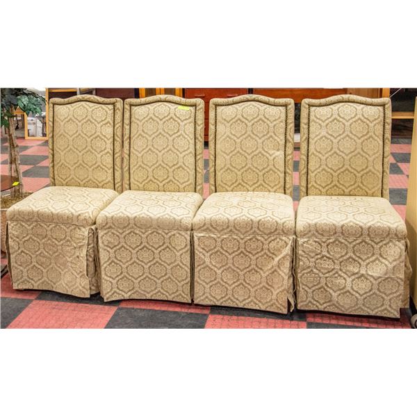 SET OF 4 SOLID WOOD NAILHEAD DESIGN HIGHBACK