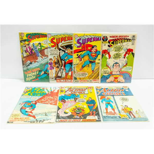 7 SUPERMAN COMICS VINTAGE OLD COMIC BOOKS