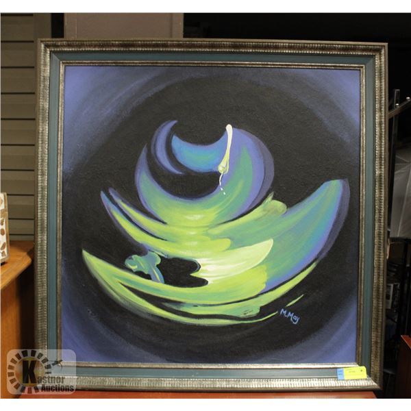 FRAMED ARTIST SIGNED PAINTING APPROX 32" X 32"