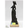 Image 1 : HEAVY BRONZE & MARBLE BASE LADY W/ DOG STATUE
