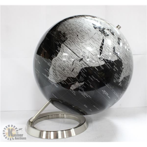 MODERN CHROME WORLD GLOBE 11 X 14