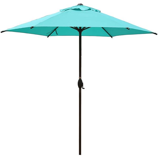 NEW TURQUOISE 9 FOOT PATIO UMBRELLA WITH