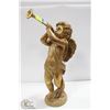 Image 1 : GOLD TONE CHERUB W/ HORN 21 IN TALL - NO CHIPS