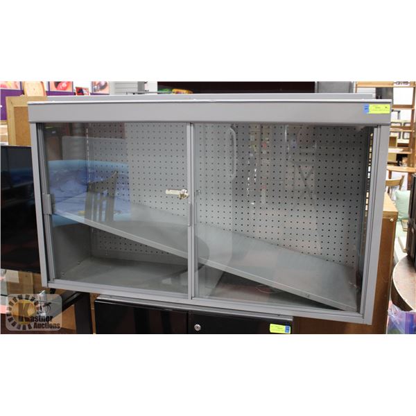GREY LOCKABLE CABINET W/ GLASS DOOR