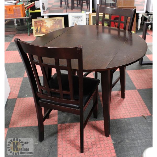 WOOD DOUBLE DROP LEAF TABLE W/ 2 CHAIRS