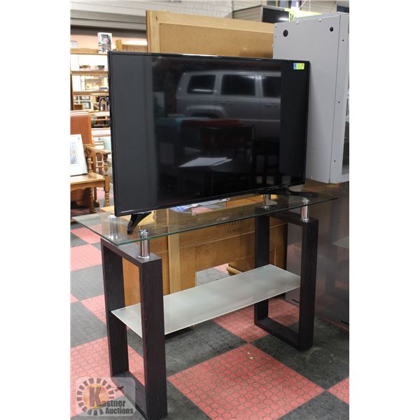 RCA 42" FLAT SCREEN TV WITH GLASS TOP TV STAND