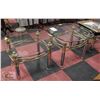 Image 1 : PAIR OF BRASS COLOURED END TABLES W/ GLASS TOPS