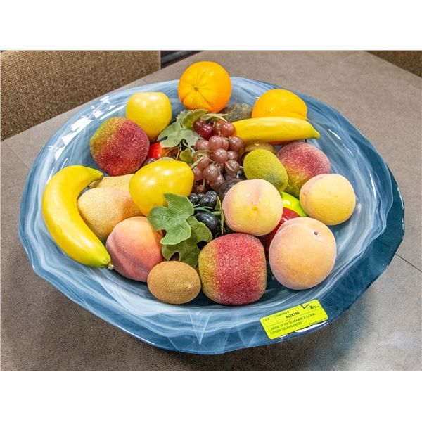 LARGE 19 INCH MARBLE-LOOK GREEN GLASS FRUIT